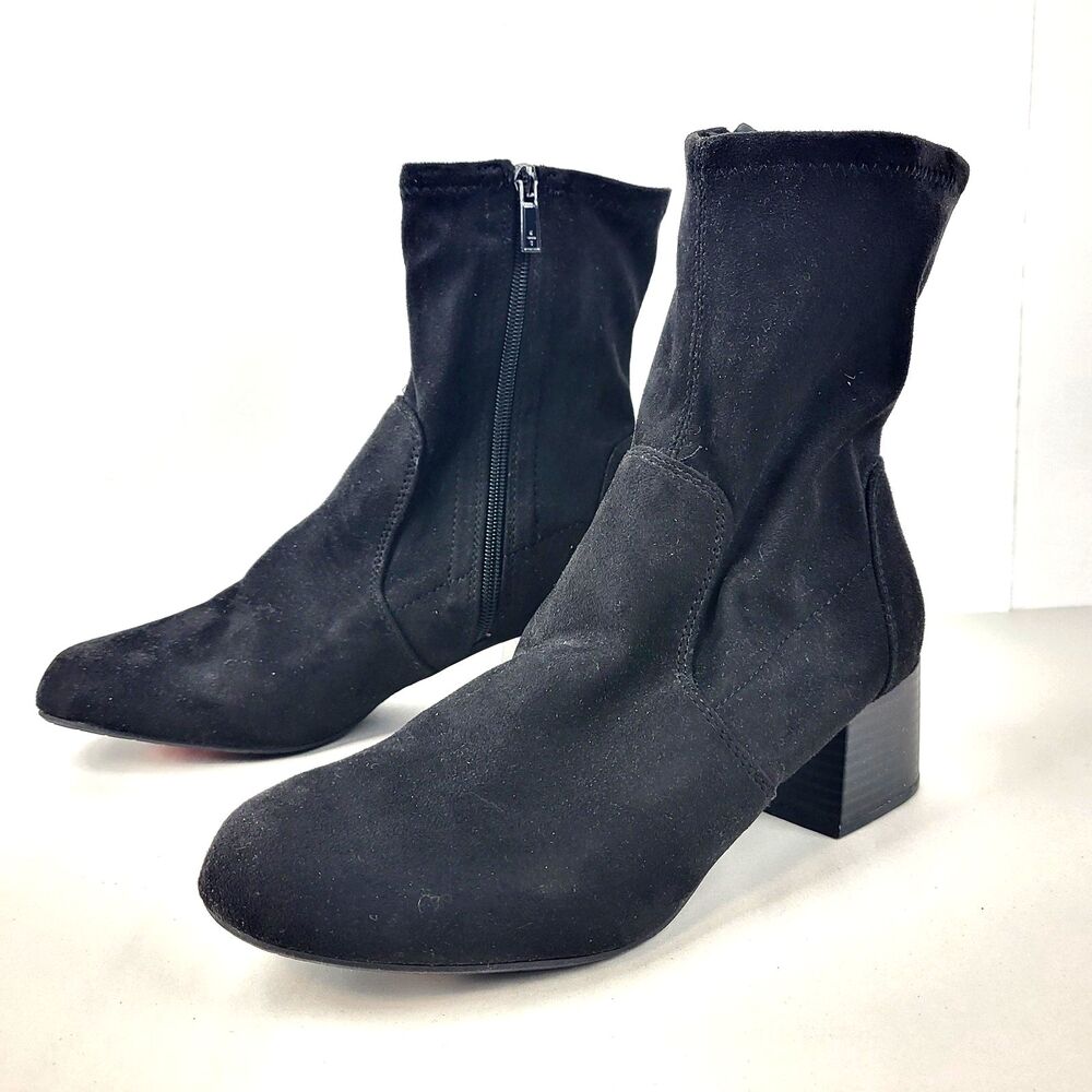 Kenneth Cole Reaction Women's  Faux Suede Stretch Boots Black Size 9M